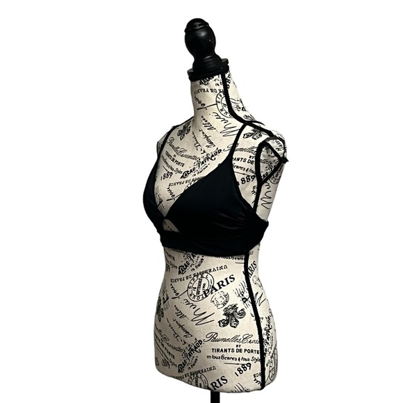 Shade & Shore Womens Black Cut Out Strappy Bikini Top 34C Beach Boho Modest Swim - Picture 3 of 10